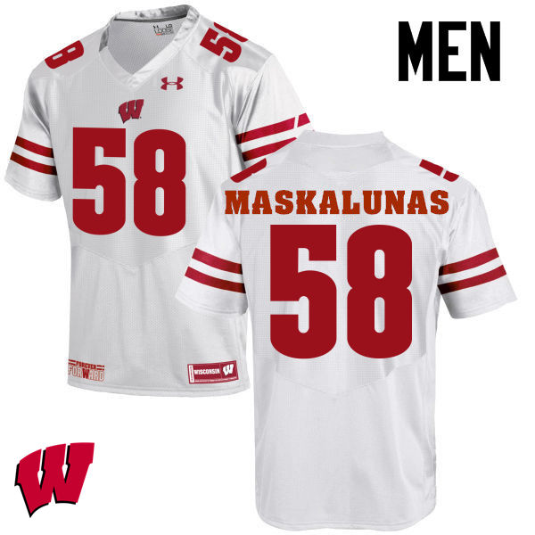 Wisconsin Badgers Men's #58 Mike Maskalunas NCAA Under Armour Authentic White College Stitched Football Jersey NG40Y88MF
